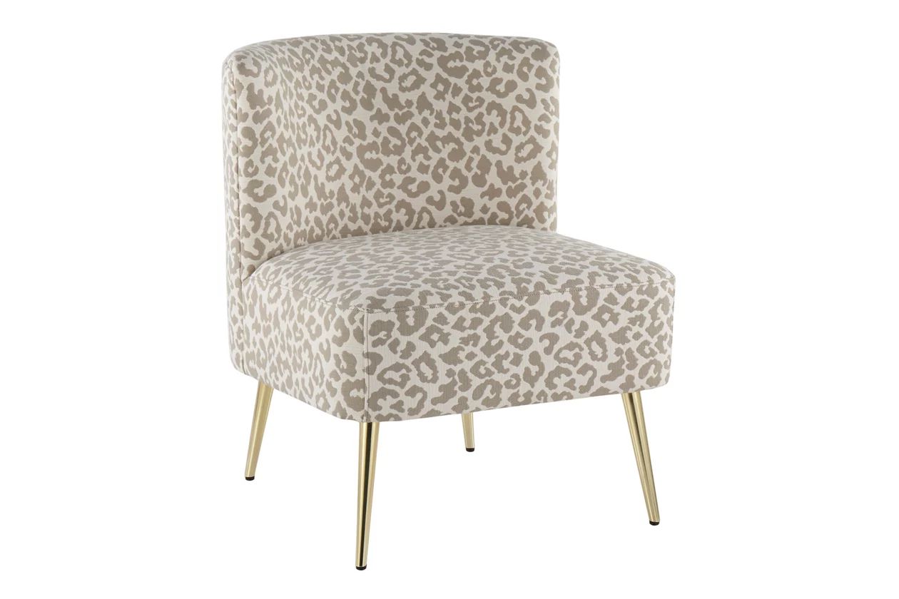 Fran Contemporary Slipper Chair in Gold Steel and Tan Leopard Fabric | Ashley Homestore