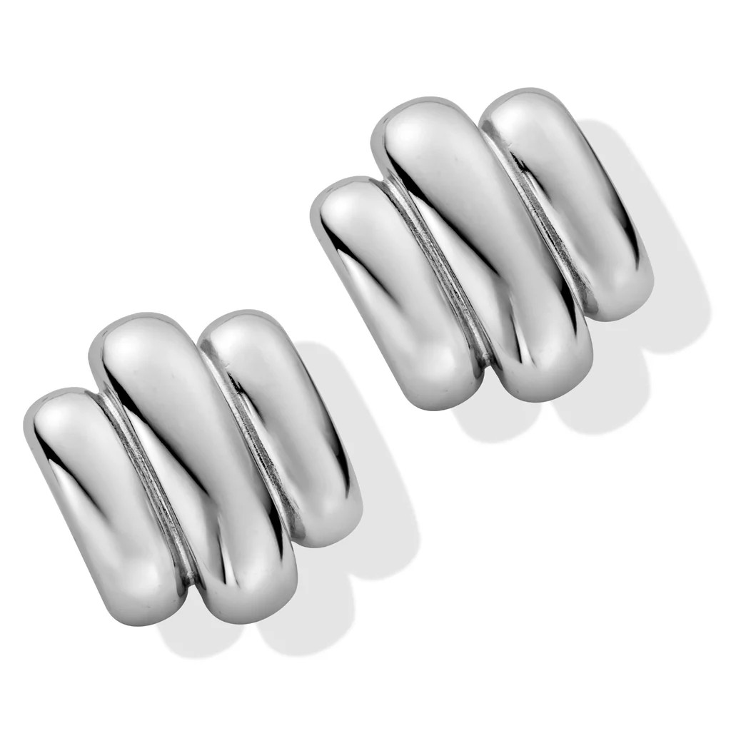 Silver Curve 3 Band Studs | Rosie Fortescue Jewellery