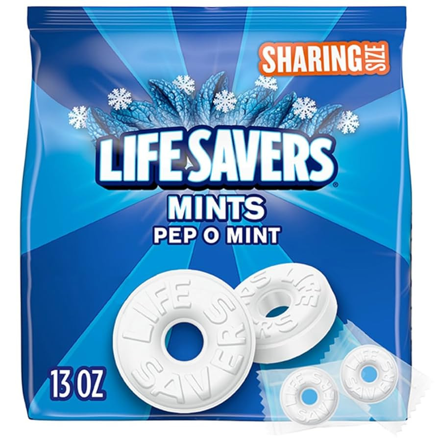 LIFE SAVERS Pep-O-Mint Breath Mints Hard Candy, Sharing Size, 13 oz Bag | Amazon (US)