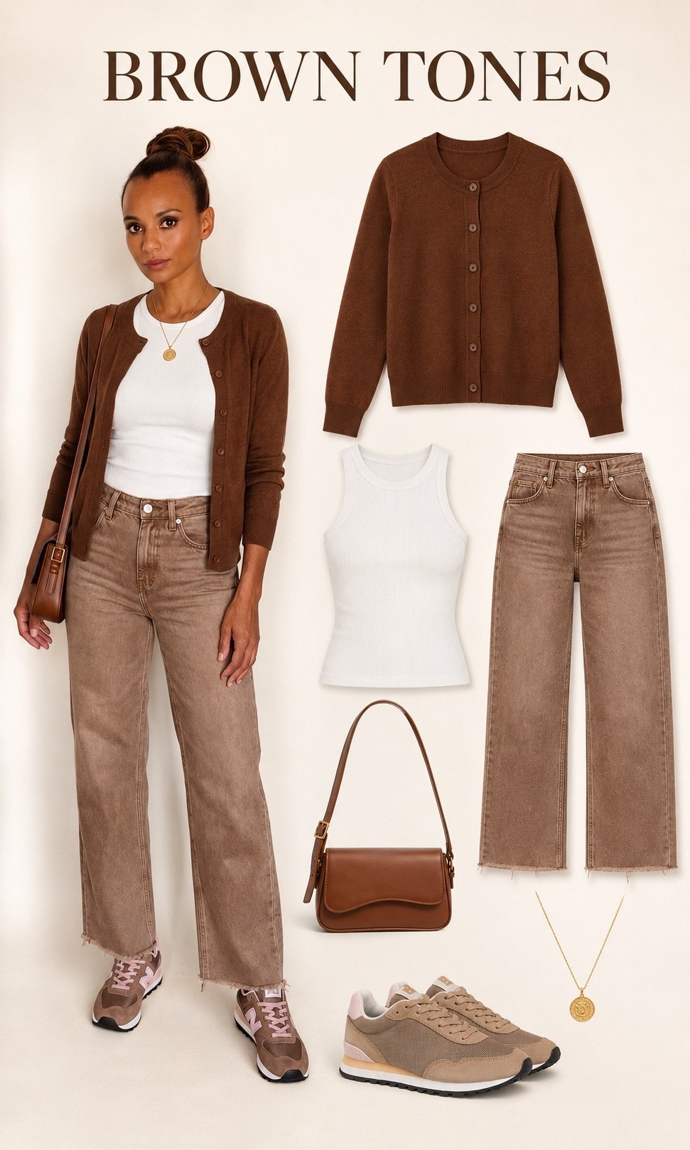 Brown tones, effortless layers, and everyday chic 🤎 This cardigan-and-denim combination is the perfect casual look for running errands, lunch, or a relaxed weekend. Styled with a white tank, retro sneakers, and a matching shoulder bag. Everything is linked! ✨

#LTKStyle #BrownOutfit #CasualChic #EverydayStyle #NeutralFashion #FallStyle
