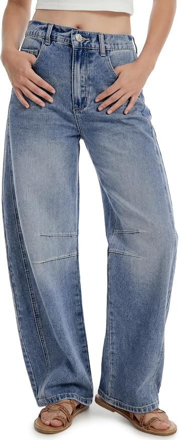 SEVEGO Womens Tall 30/32/34 Barrel Jeans Vintage Wide Leg Mid Rise Baggy Y2k Cropped Relax Fit De... | Amazon (US)
