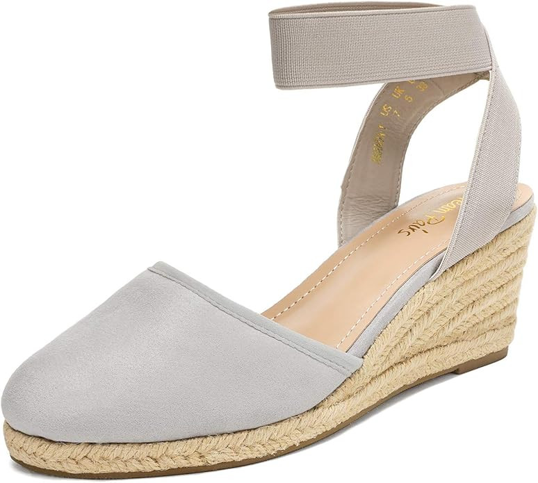 DREAM PAIRS Women's Elastic Ankle Strap Espadrilles Wedge Sandals | Amazon (US)