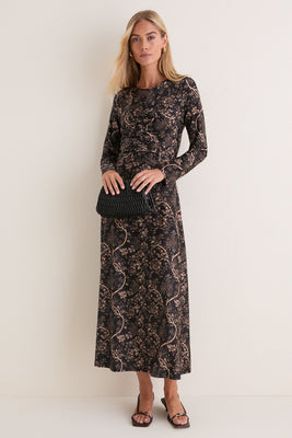 Fall Floral Jersey Ruched Kayla Maxi Dress | Tuckernuck (US)