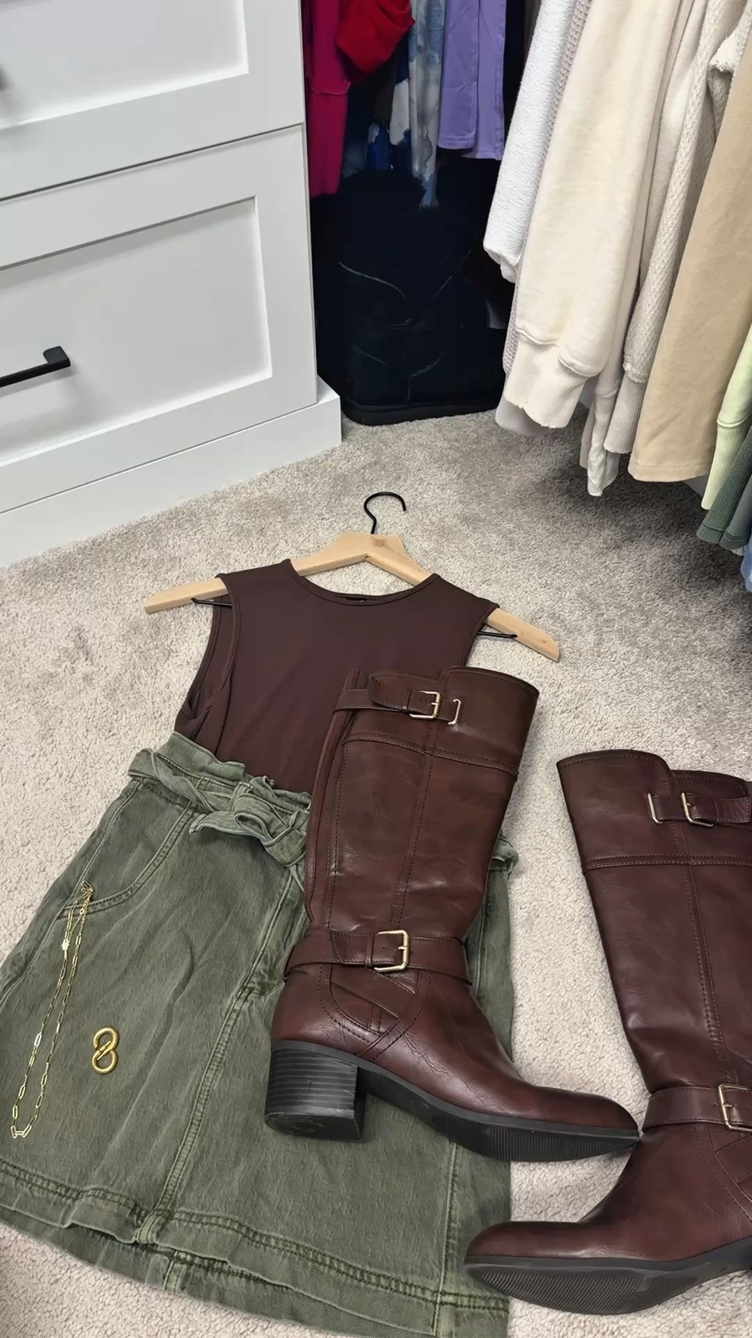 Riding boots, classic gold jewelry, and earthy tone fit 🤎🌿 This look is giving cozy luxe fall vibes 🍁 #StyleDiaries #FallFitCheck

#LTKU #LTKFindsUnder50 #LTKSeasonal