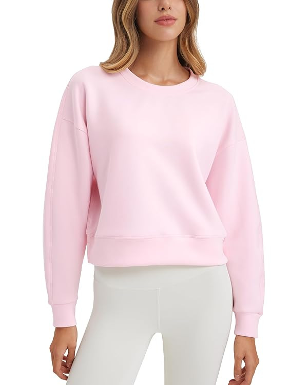 CRZ YOGA Womens SoftAura Crewneck Sweatshirt Long Sleeve Workout Casual Pullover Basic Fall Tops | Amazon (US)