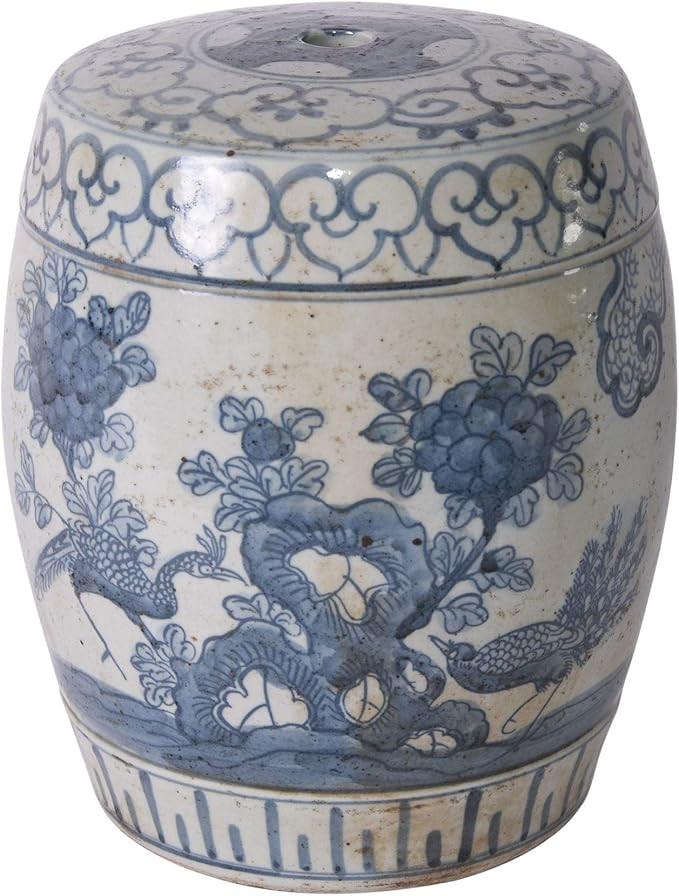 Blue and White Flower Mini Stool - 9x9x11 Porcelain | Amazon (US)