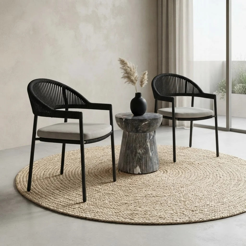 Charleston Outdoor Steel And Rope Stackable Dining Chair With Charcoal Seat And Back (Set Of 2) | Wayfair North America