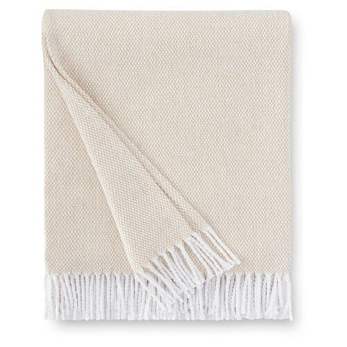 Terzo Throw - SFERRA - Beige - Lightweight, Soft, Warm, Fringed | One Kings Lane