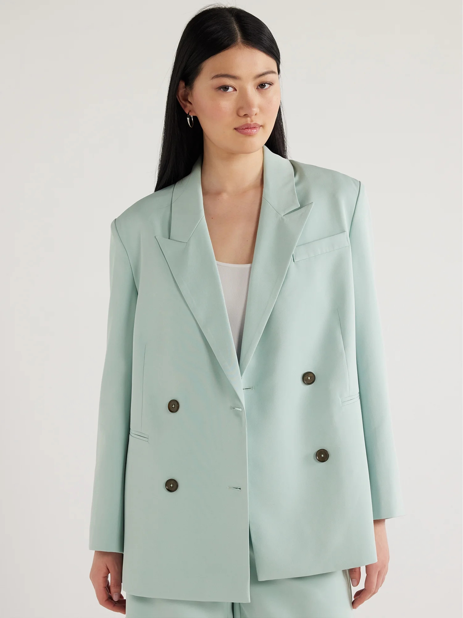 Scoop Women's Oversized Slouchy Double Breasted Blazer, Sizes XS-XXL | Walmart (US)