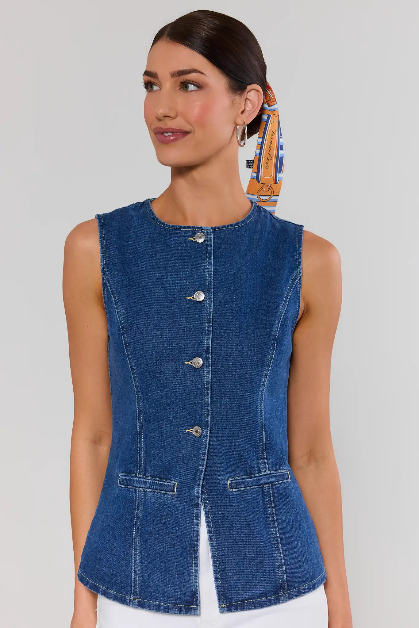 Medium Wash Denim Vest | Avara