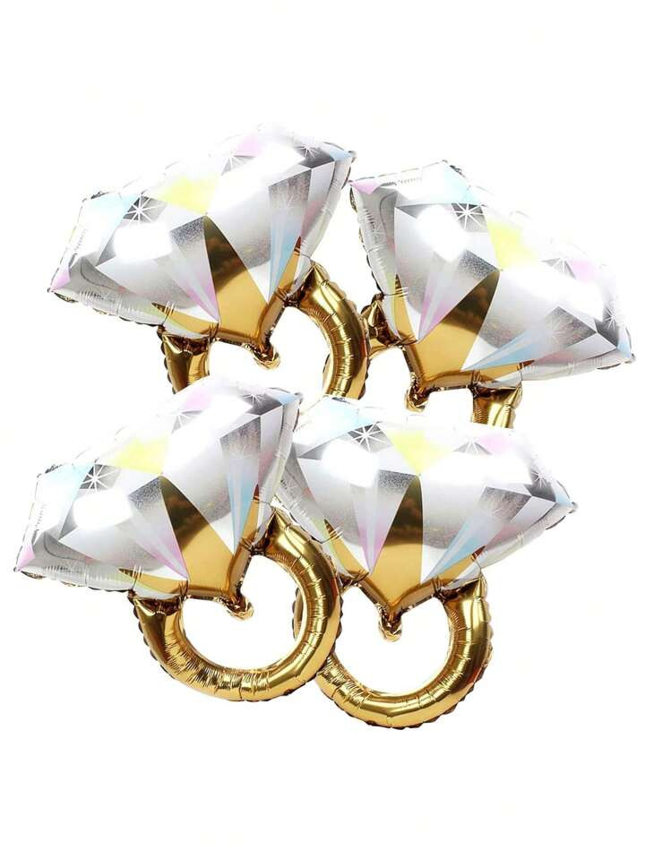 1/3/5pcs Diamond Engagement Ring Mylar Balloons, Marriage Engagement And Wedding Bridal Shower Pa... | SHEIN