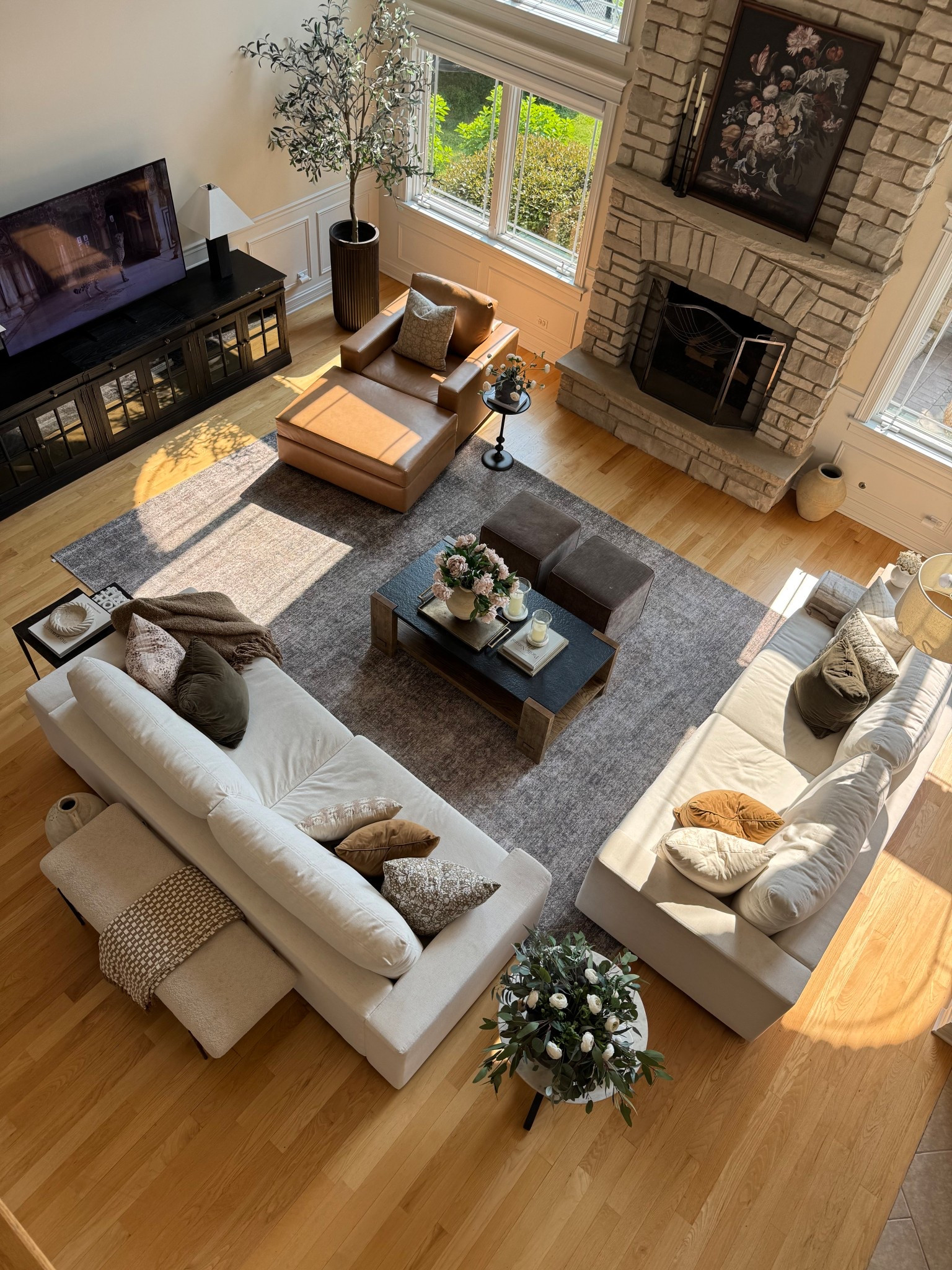 Great room views from above! Our rug here is on sale and one of my favorite rugs! 

#LTKSeasonal #LTKHome #LTKSaleAlert