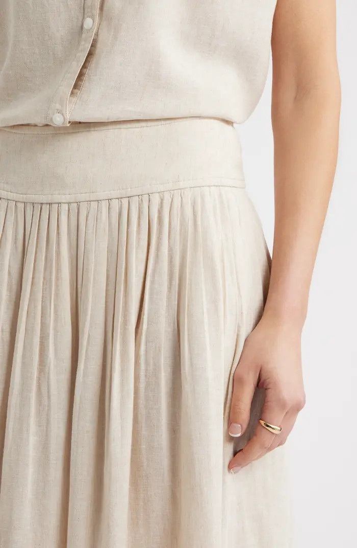 Pull-On Linen Blend Midi Skirt | Nordstrom
