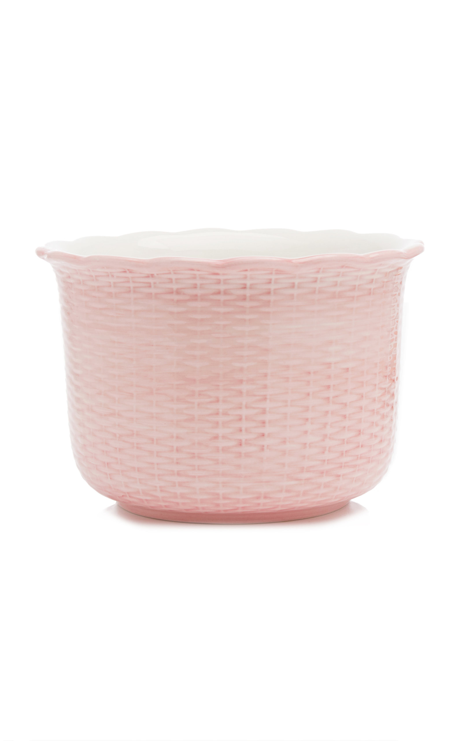 Scalloped Ceramic Wicker Cachepot | Moda Operandi (Global)