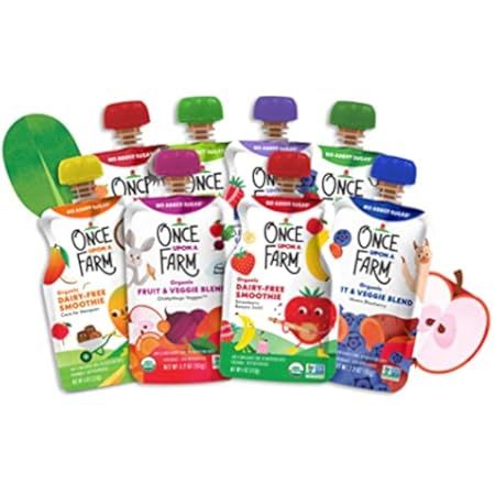 Once Upon a Farm | Organic Fruit & Veggie Blend Baby Sampler | Apple Blueberry, Pineapple Banana Kal | Amazon (US)