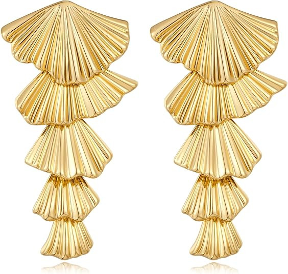 Gold/Silver Shell Dangle Earrings for Women Seashell Drop Dangle Earrings Ocean Beach Earrings Su... | Amazon (US)