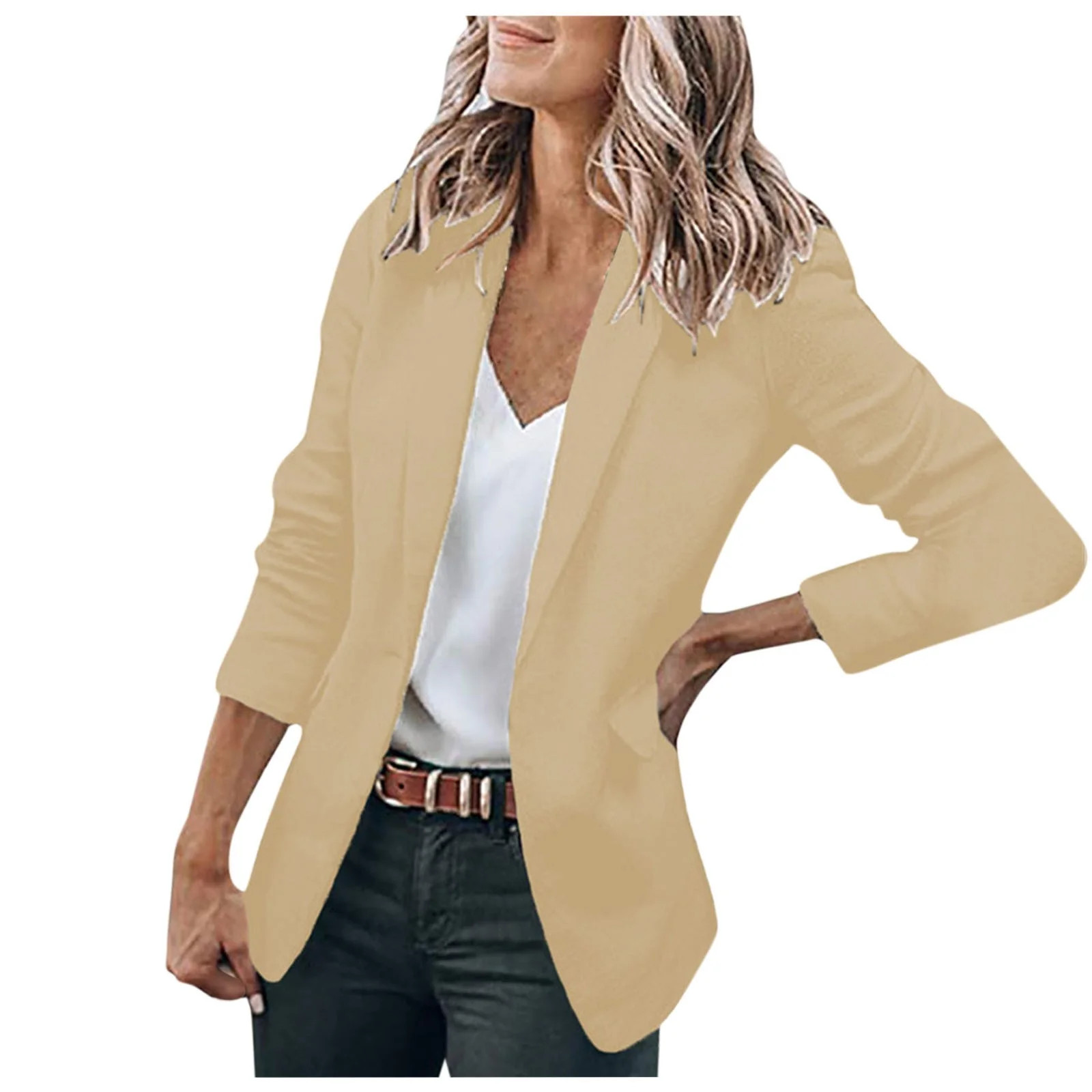 Funicet Holiday Savings! blazer jackets for women Women's Solid Color Button Pocket Recreational ... | Walmart (US)