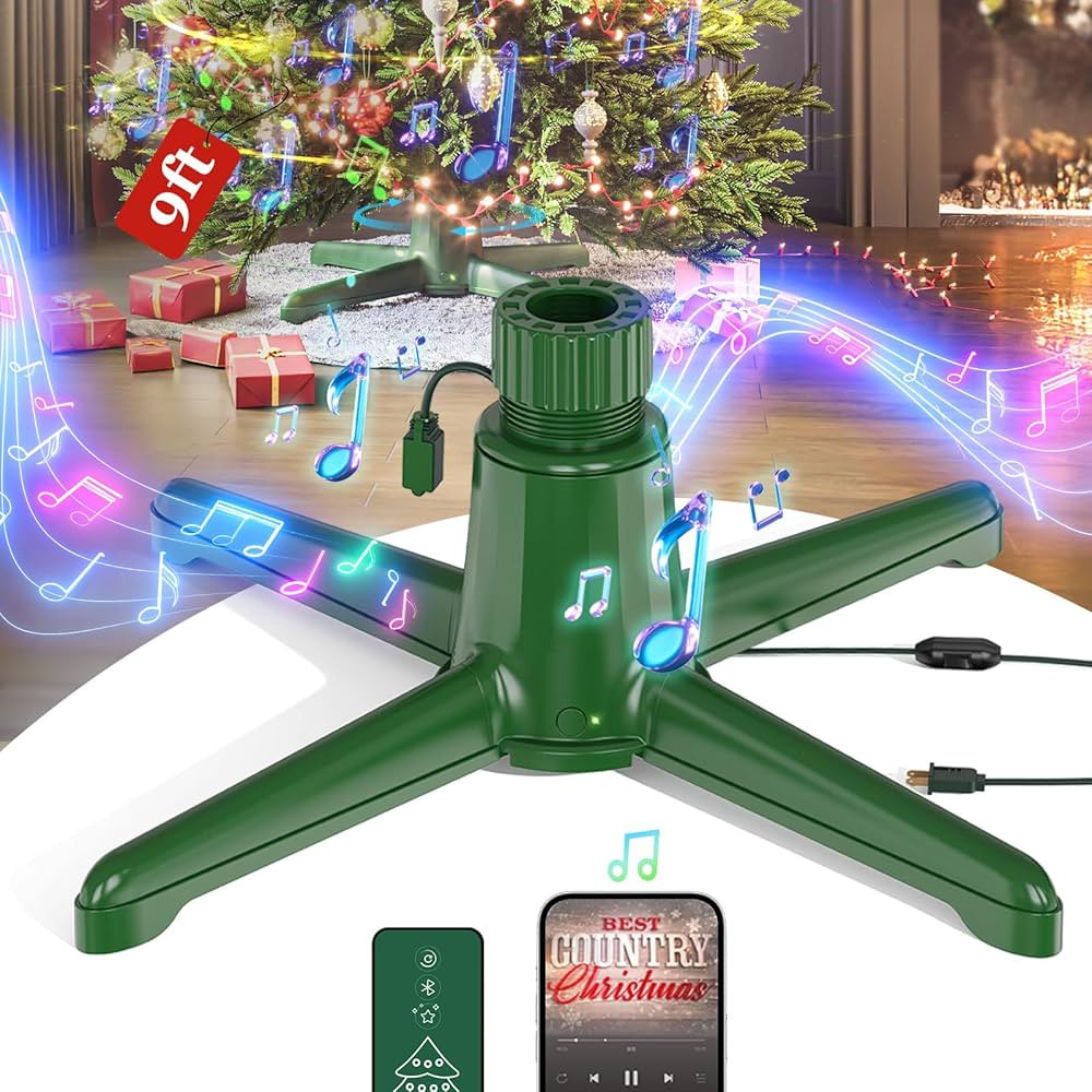 Musical Rotating Christmas Tree Stand, Anti-tilt Noiseless, Up to 9ft 120 lb Artificial Christmas... | Amazon (US)