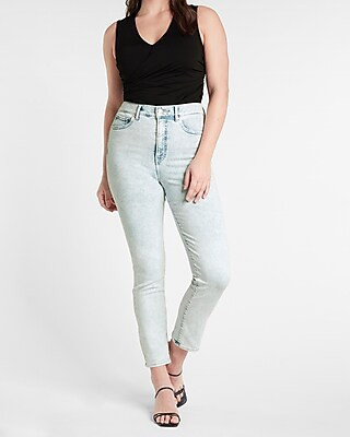 Super High Waisted Light Wash Slim Jeans | Express