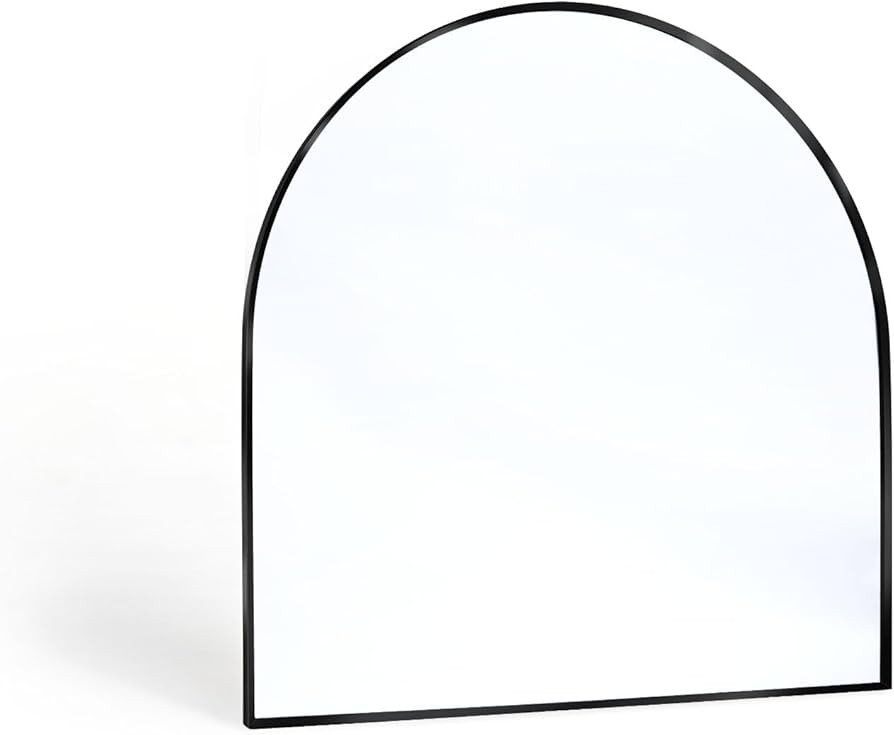 Large Black Arched Mirror, 30" x 30" Modern Brushed Metal Frame Arch Wall Decorative Mirror, Arch... | Amazon (US)