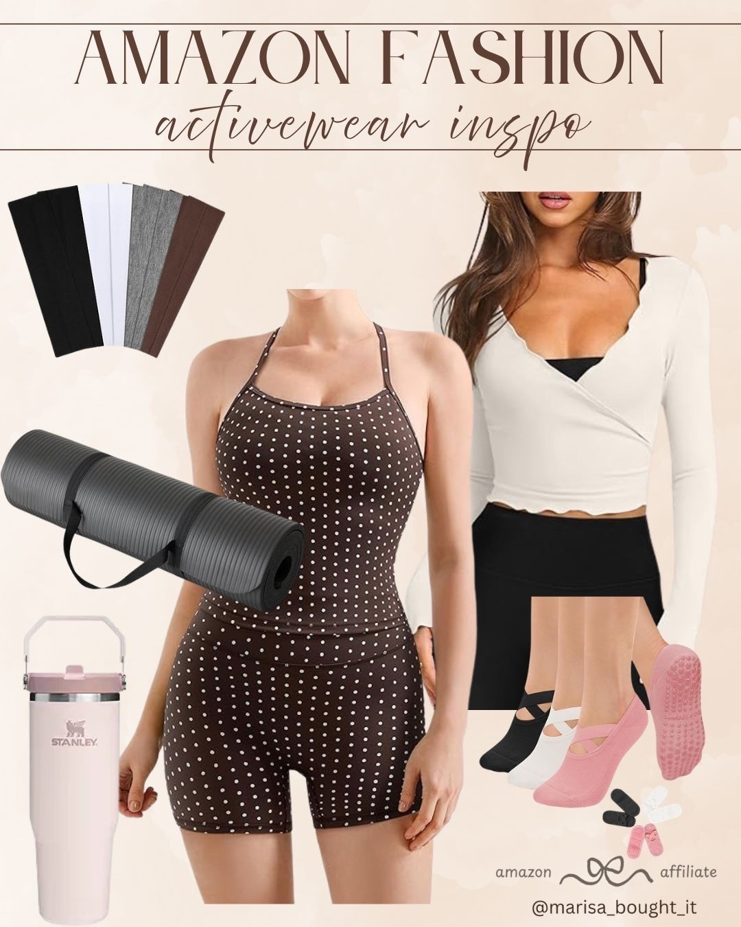 🧘‍♀️ Upgrading my workout wardrobe with comfortable essentials. I am completely loving this cute brown polka dot activewear set paired with a wrap-style long sleeve top for a chic, studio-ready look.
💕 Finished the outfit with a soft pink Stanley tumbler, grip socks, and a sleek yoga mat perfect for pilates or gym sessions.
#ActivewearInspo #AmazonGymFinds #WorkoutSet #PilatesStyle #AthleisureOOTD #FitnessFashion #AmazonOOTD

#LTKootd #LTKActive #LTKfitnessgoals