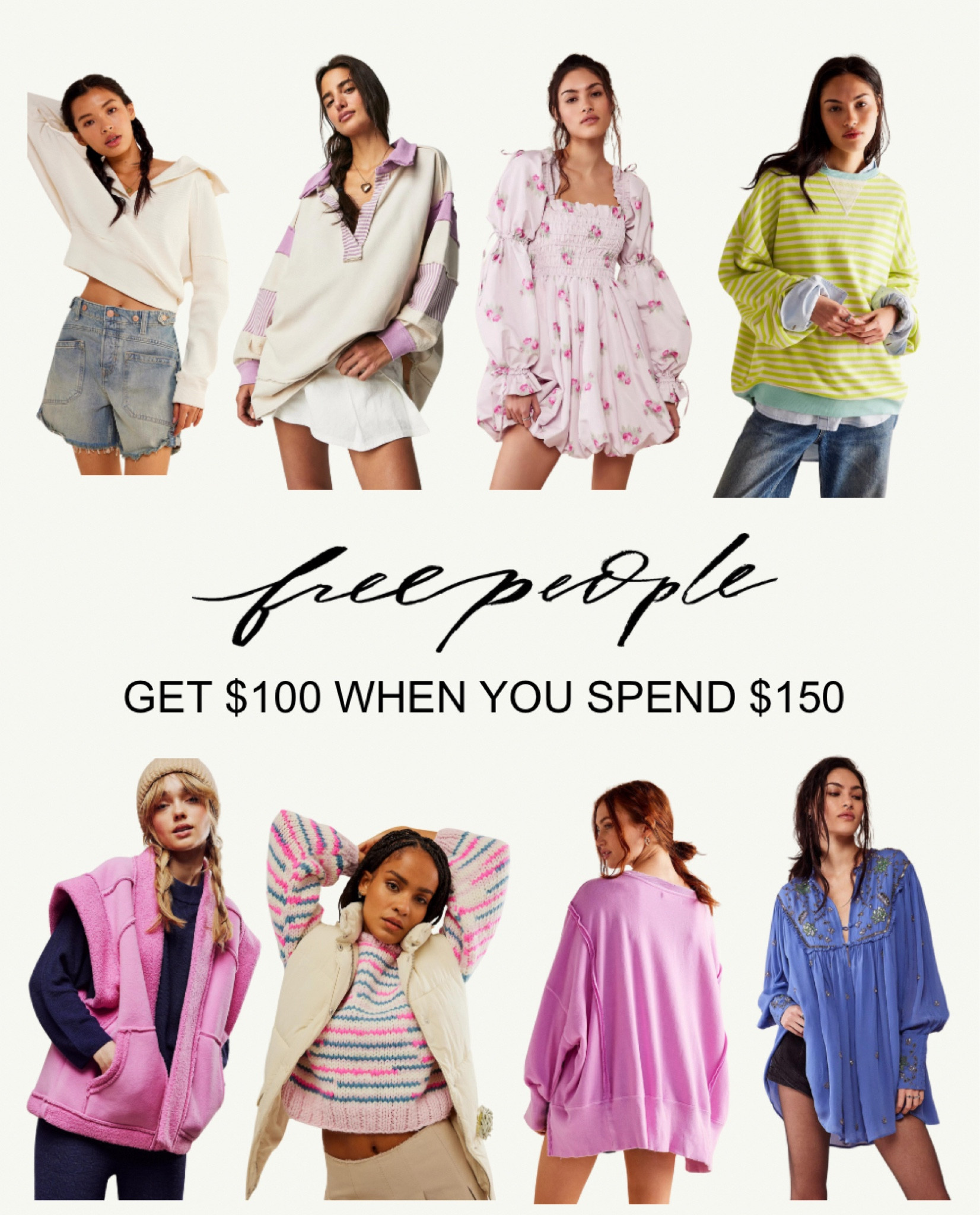 Get $100 when you spend $150 at free people going on right now!! Thats basically $250 worth of clothes for $50!! girl math!! 

#LTKGiftGuide #LTKbeauty #LTKstyletip
