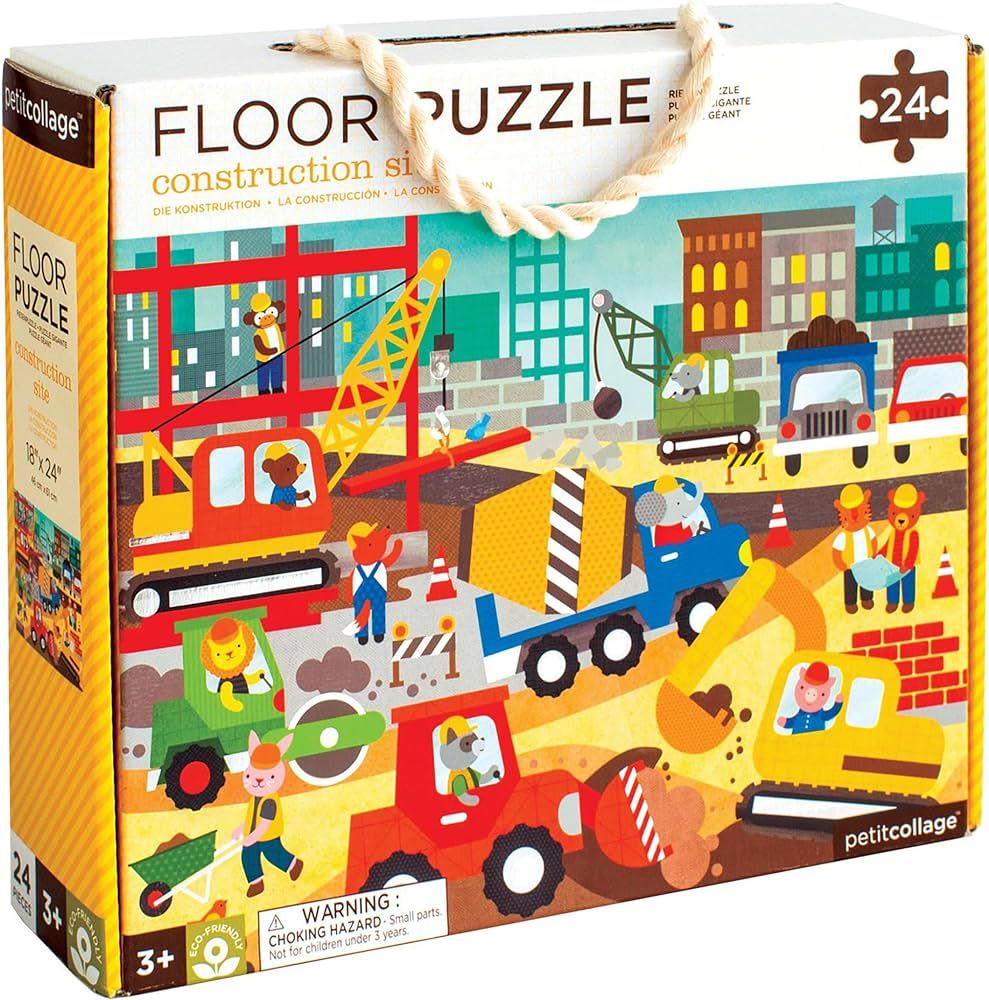 Petit Collage Floor Puzzle, Construction Site, 24-Pieces – Large Puzzle for Kids, Completed Con... | Amazon (US)
