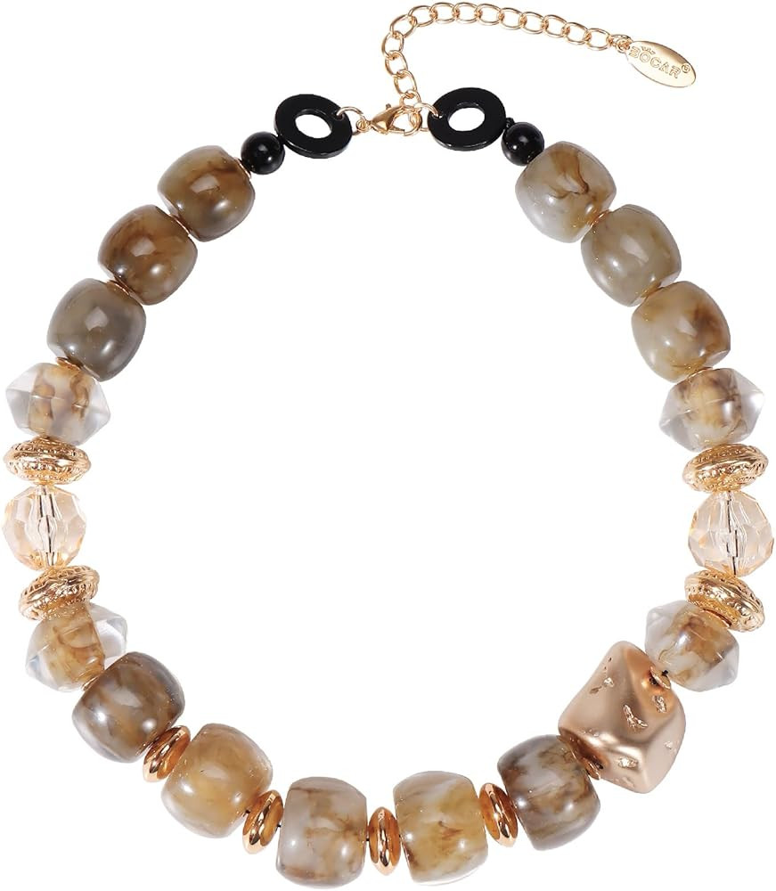 Bocar Statement Chunky Necklaces for Women Irregular Big Resin Beaded Necklaces Costume Jewelry G... | Amazon (US)
