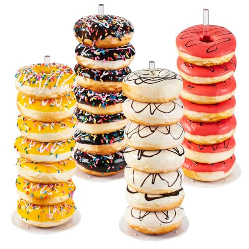 HENABLE 4PCS Acrylic Donut Display Stand Tower - Dessert Table Holder for Donuts, Bagels & Doughnuts - Perfect for Parties, Christmas, Birthday & New Year | Amazon (US)