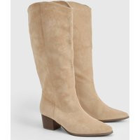 Womens Clean Western Day Cowboy Boots - Beige - 10 | boohoo (US & Canada)