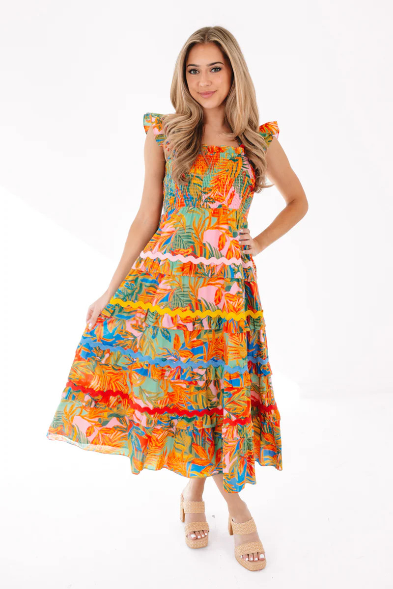 The Paloma Tier Ric Rac Midi Dress | J.Marie