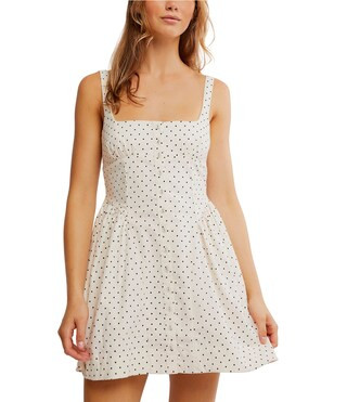 Dotted Print Astrid Square Neck Sleeveless Mini Dress | Dillard's