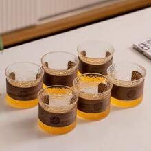 6pcs Heat-Resistant Textured Glass Cups, High Borosilicate Glassware, Gift/Leisure Tea Set | SHEIN