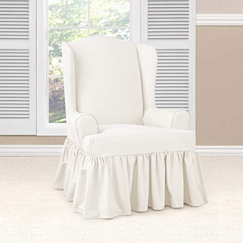 SureFit Home Décor SF46969 Essential Twill T-Cushion Wingback Chair Slipcover, Relaxed Fit, 100 Perc | Amazon (US)