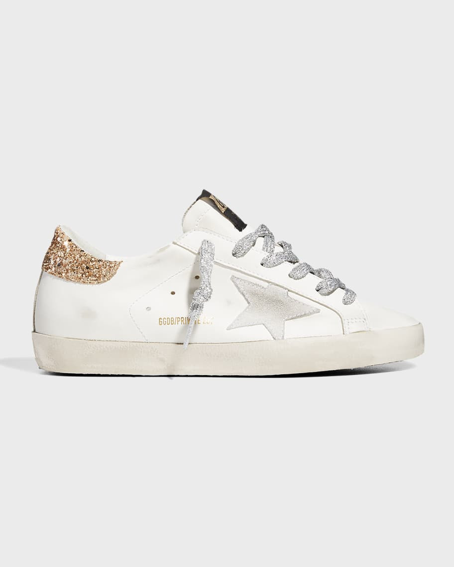 Superstar Leather Glitter Low-Top Sneakers | Neiman Marcus