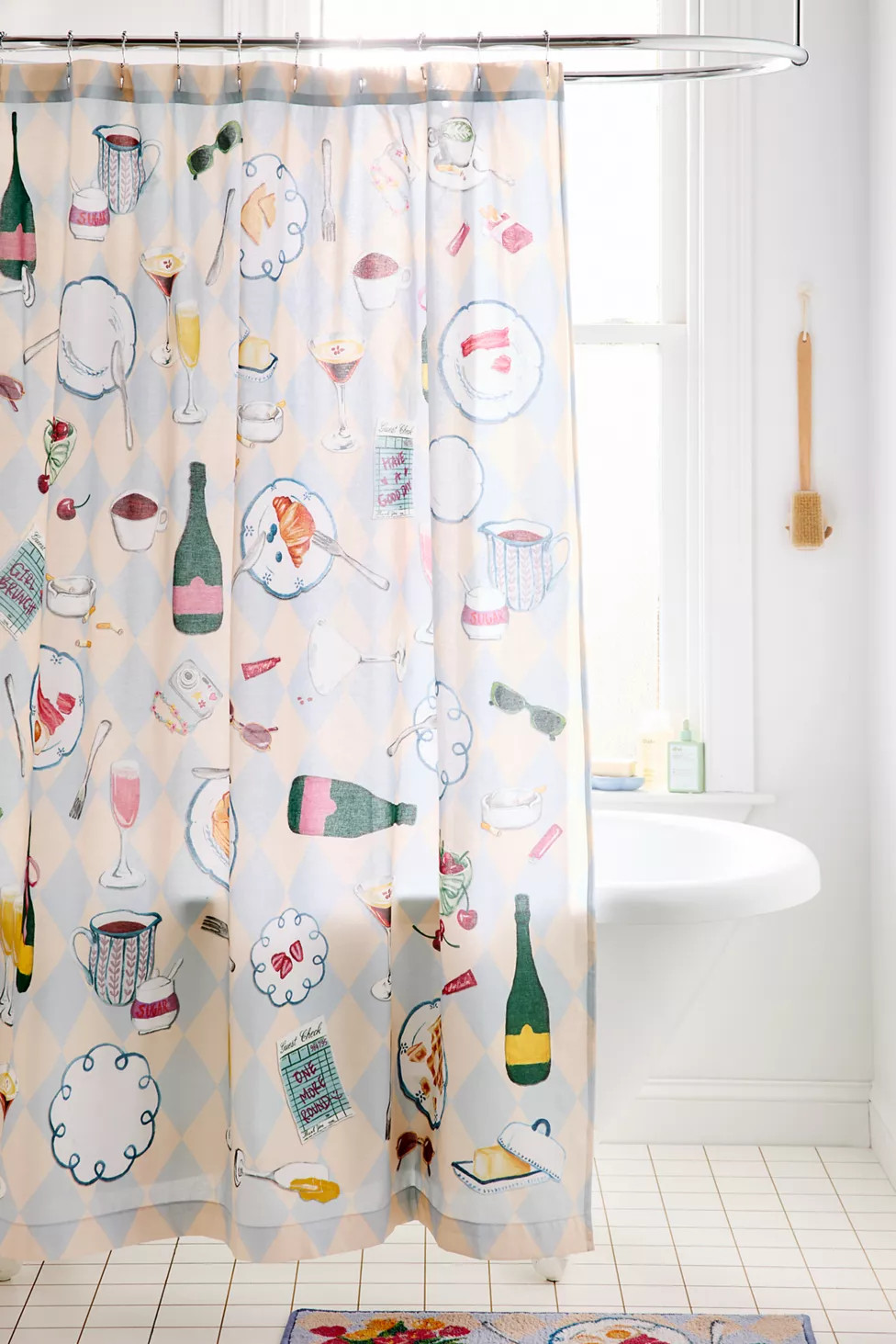 Girl Brunch Patterned Shower Curtain | Urban Outfitters (US and RoW)