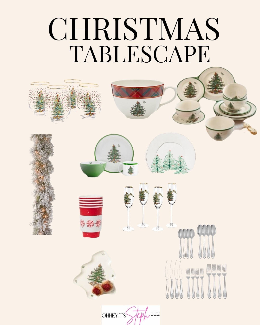 Christmas tablescape current trending 

#LTKHome #LTKHoliday #LTKFindsUnder100