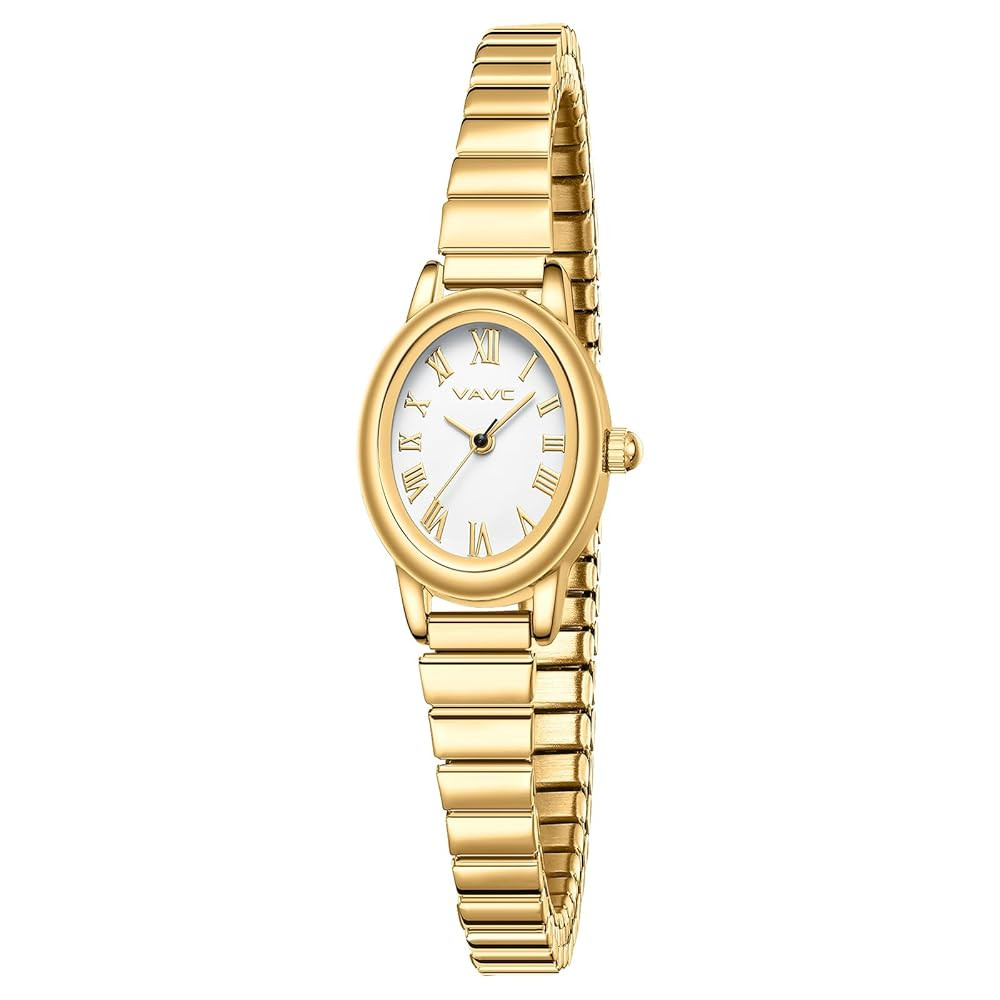 Small Gold Watches for Women,Analog Womens Watch with Stainless Steel Expansion Band,Oval Case Ro... | Amazon (US)