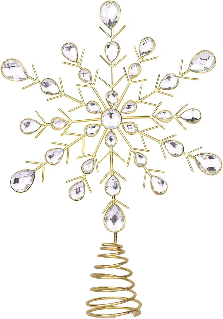 Elegant Snowflake Tree Topper, 11" Gold Christmas Tree Topper with Crystal, Metal Tree Toppers Ch... | Amazon (US)