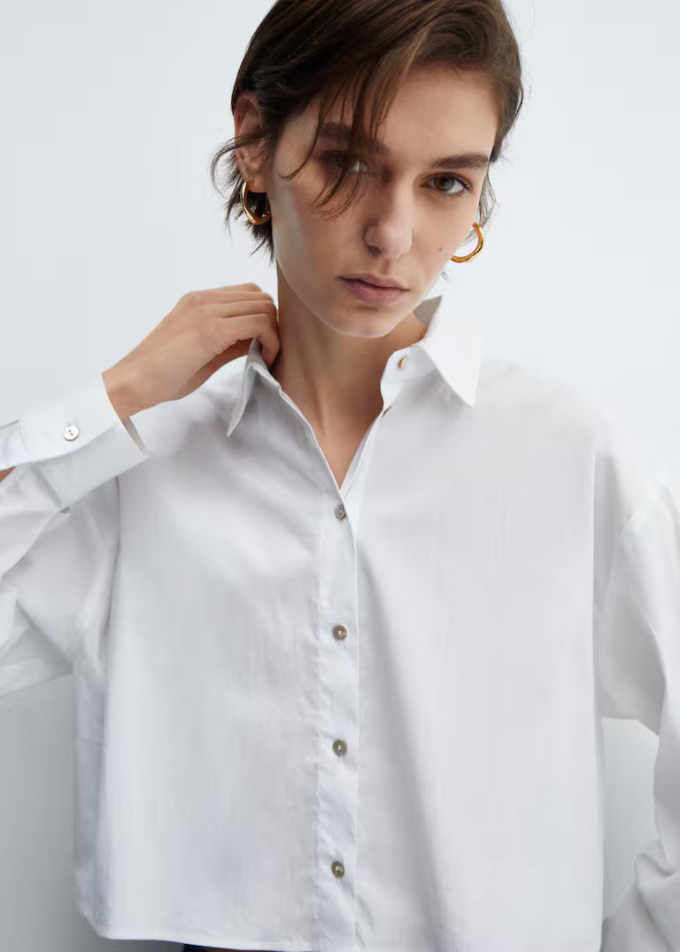Cropped cotton shirt | MANGO (US)