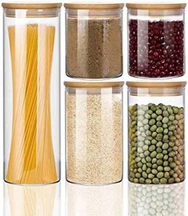Wennyn Food Storage Glass Jar Kit, Sealed Glass Container for Home Kitchen, Container with Wooden... | Amazon (US)