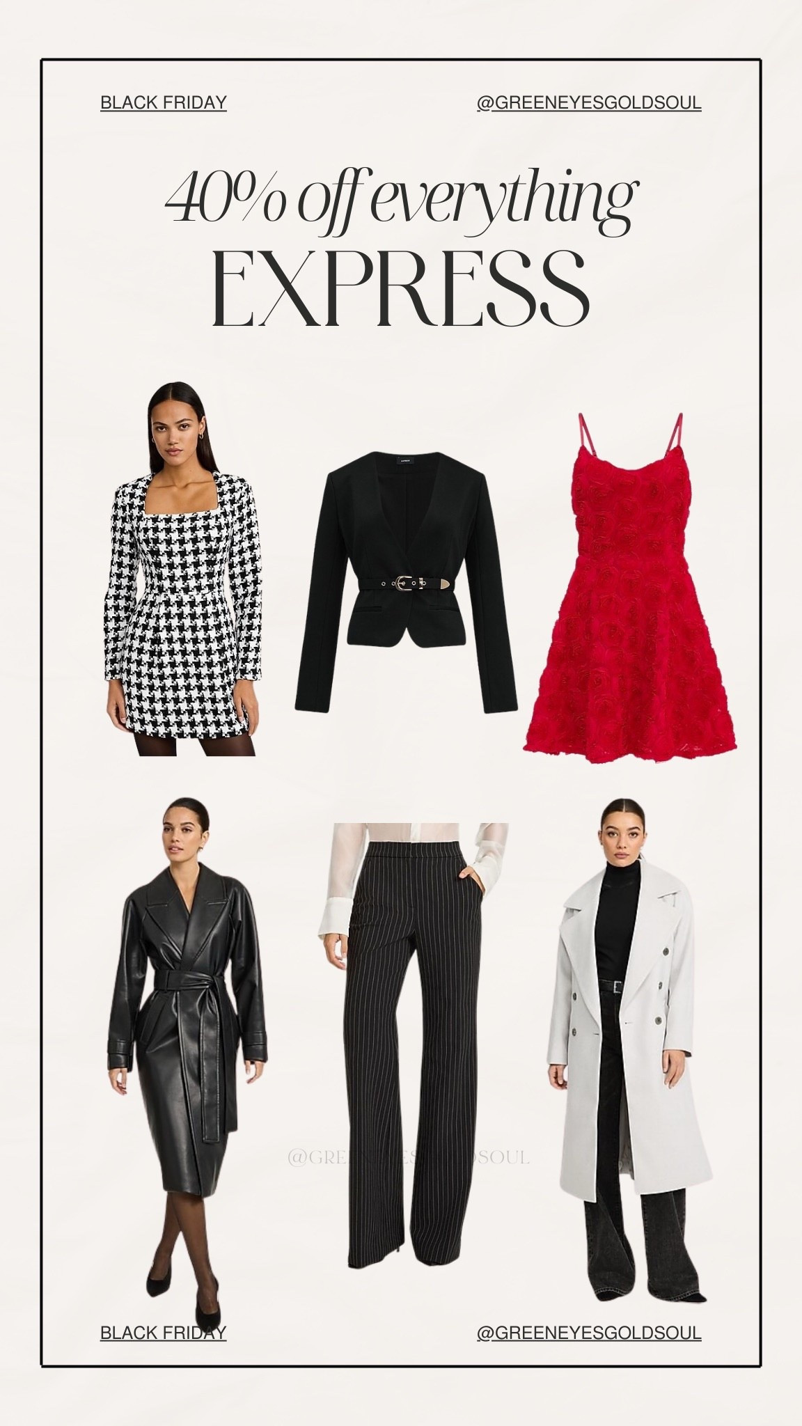 Express sale! 40% off everything - Black Friday early access sale 🤎

Dress, plaid, mini dress, long sleeve, trench coat, trousers, pants, jacket, fall, winter

#LTKSaleAlert #LTKCyberWeek #LTKFindsUnder100