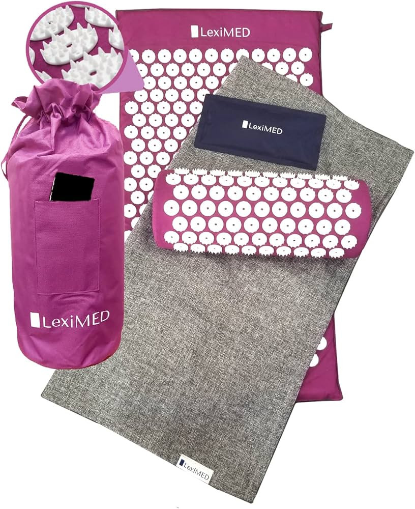 Extended Acupressure Mat and Pillow Set + Gel Pack+ Blanket+ Travel Bag, Lotus Mat Relax Neck Low... | Amazon (US)
