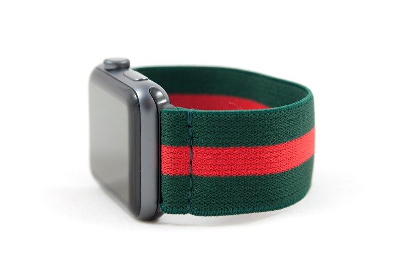 Read the full title
    Elastic Apple Watch Band, Green and Red Stripe, Woven Stretch - 38mm and ... | Etsy (US)