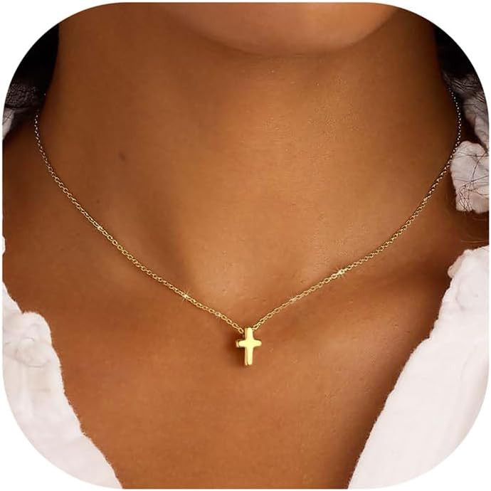 M MOOHAM Cross Necklace for Women - Dainty Cute Bubble 3D Cross Pendant Necklace Sideways Cross C... | Amazon (US)