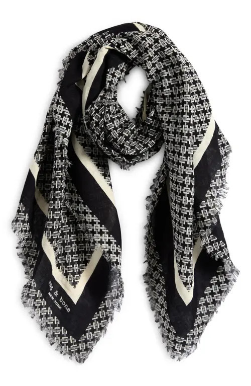 rag & bone Mira Print Scarf in Black at Nordstrom | Nordstrom