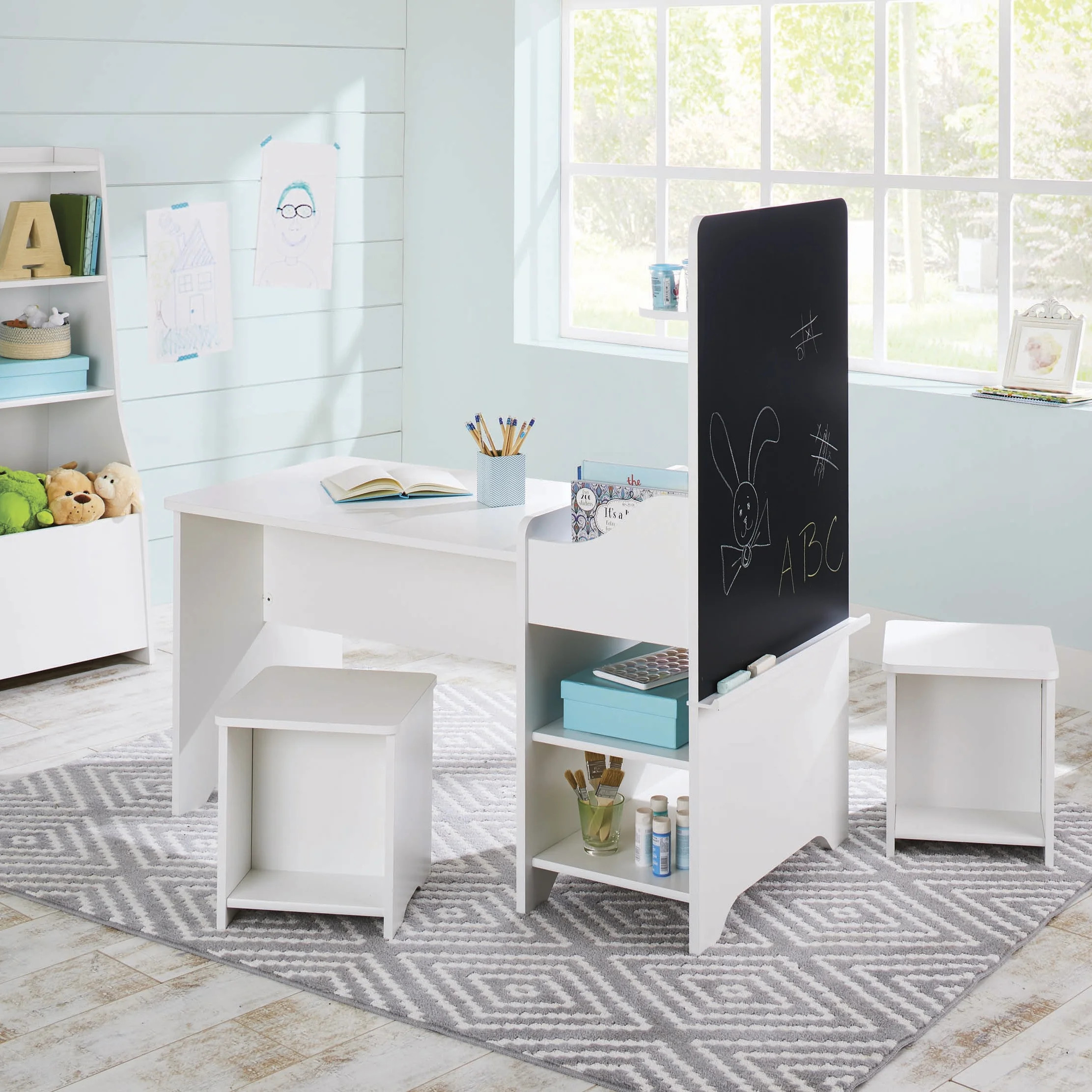 Better Homes & Gardens Cartwheel Activity Table with Chalkboard, White Finish | Walmart (US)