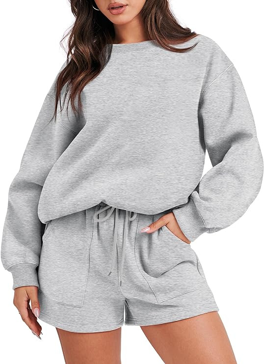 ANRABESS Women 2 Piece Outfits Sweat Shorts Sets 2024 Oversized Casual Lounge Matching Set Sweats... | Amazon (US)