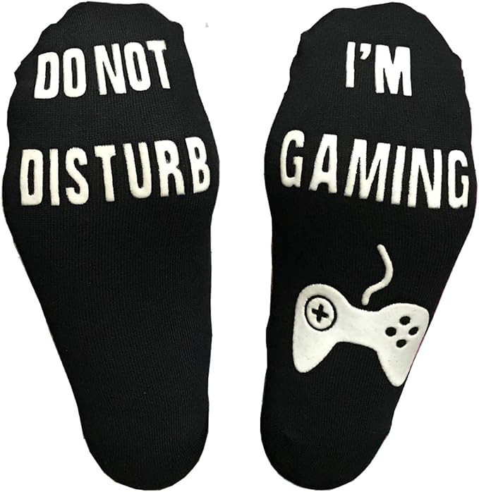 Horande Novelty Cotton Socks Do Not Disturb Socks Funny Gifts for Men Women Gamers, Black, Medium | Amazon (US)