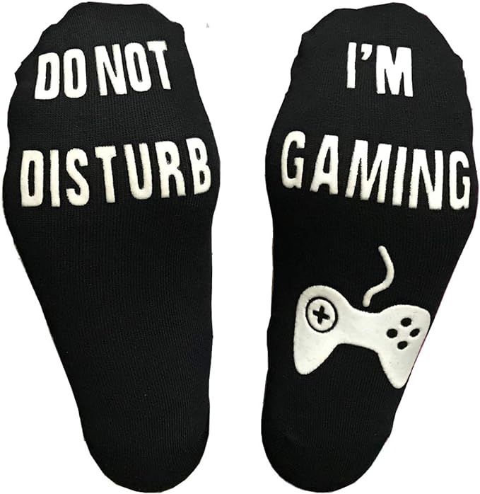 Horande Novelty Cotton Socks Do Not Disturb Socks Funny Gifts for Men Women Gamers, Black, Medium | Amazon (US)